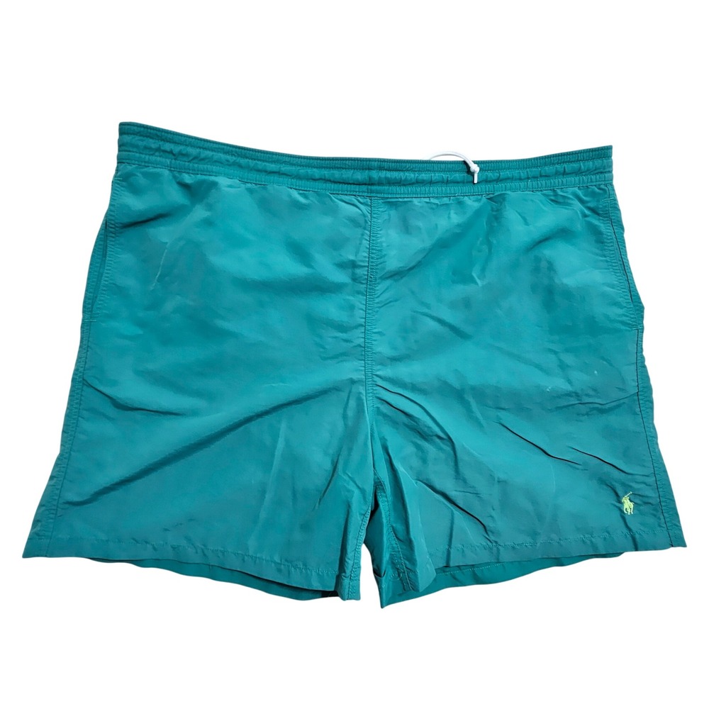 Polo Ralph Lauren Swim Trunks Mens 2XB Teal Green Embroidered Pony Mesh Lined *